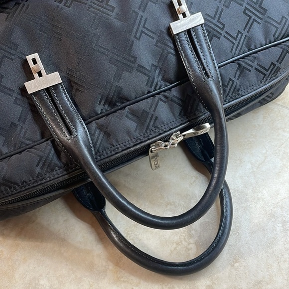 TUMI Black Nylon Laptop Travel Briefcase Bag Geometric Logo Office Pockets - Picture 6 of 15